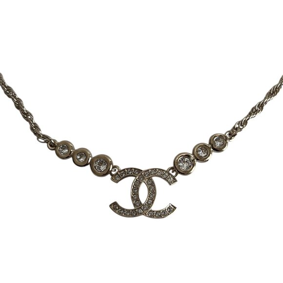 Authentic Chanel CC Logo Strass Crystal Necklace 25S - Picture 4 of 5